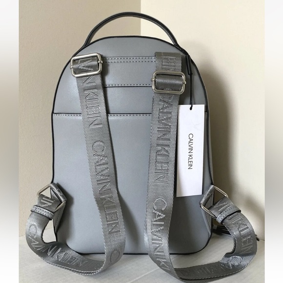 New Calvin Klein Estelle Debossed Monogram Logo Backpack Grey - Picture 3 of 6